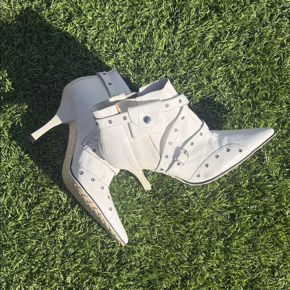 MIA White Studded Ankle Boots